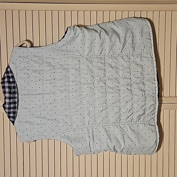 CJ Banks 1X Teal/Aqua Plaid and Polka Dot Reversible Quilted Zipper Vest - Picture 4 of 8